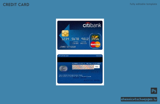 Australien Citibank Mastercard Beispielvorschau